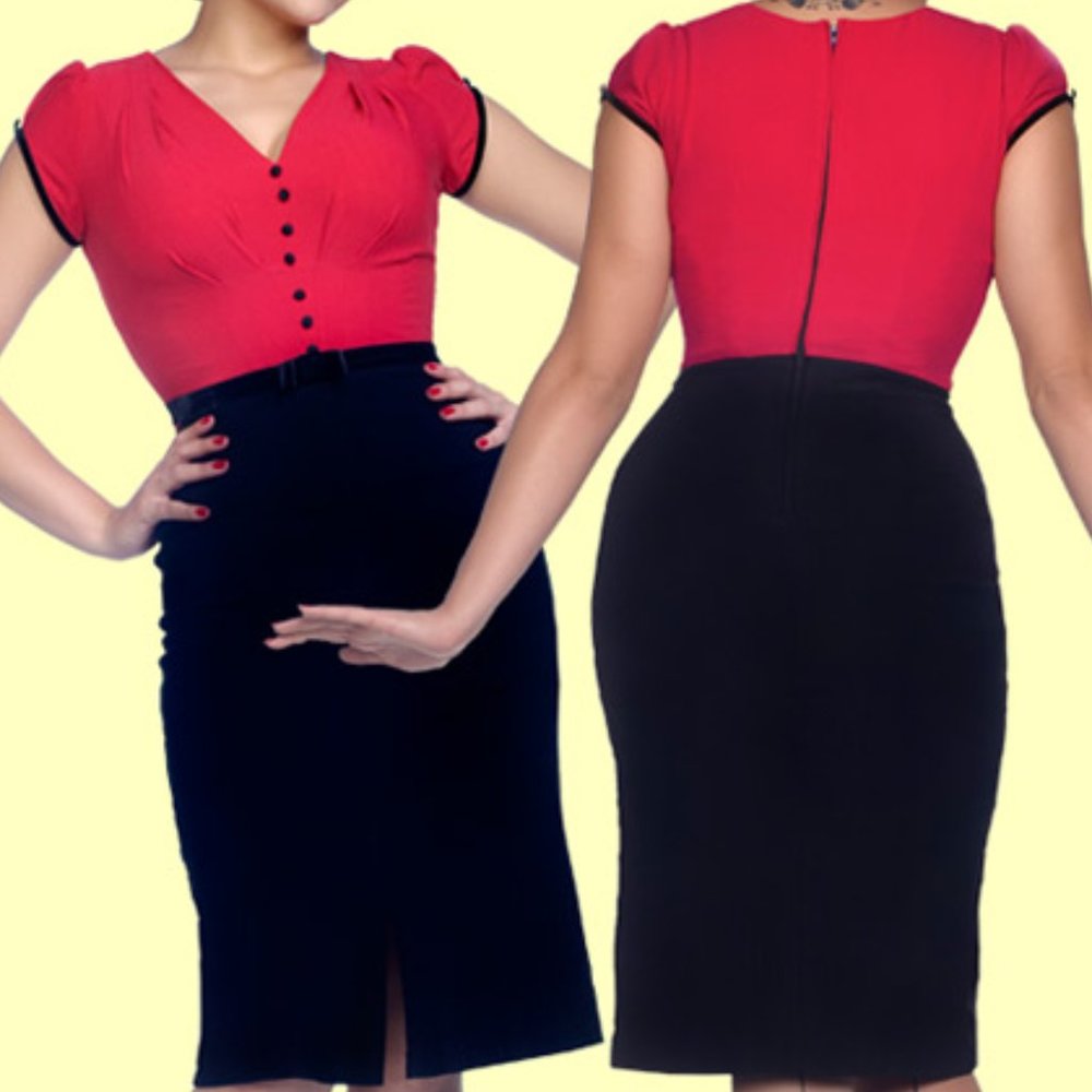 Stop Staring Black and Red Wiggle Dress.